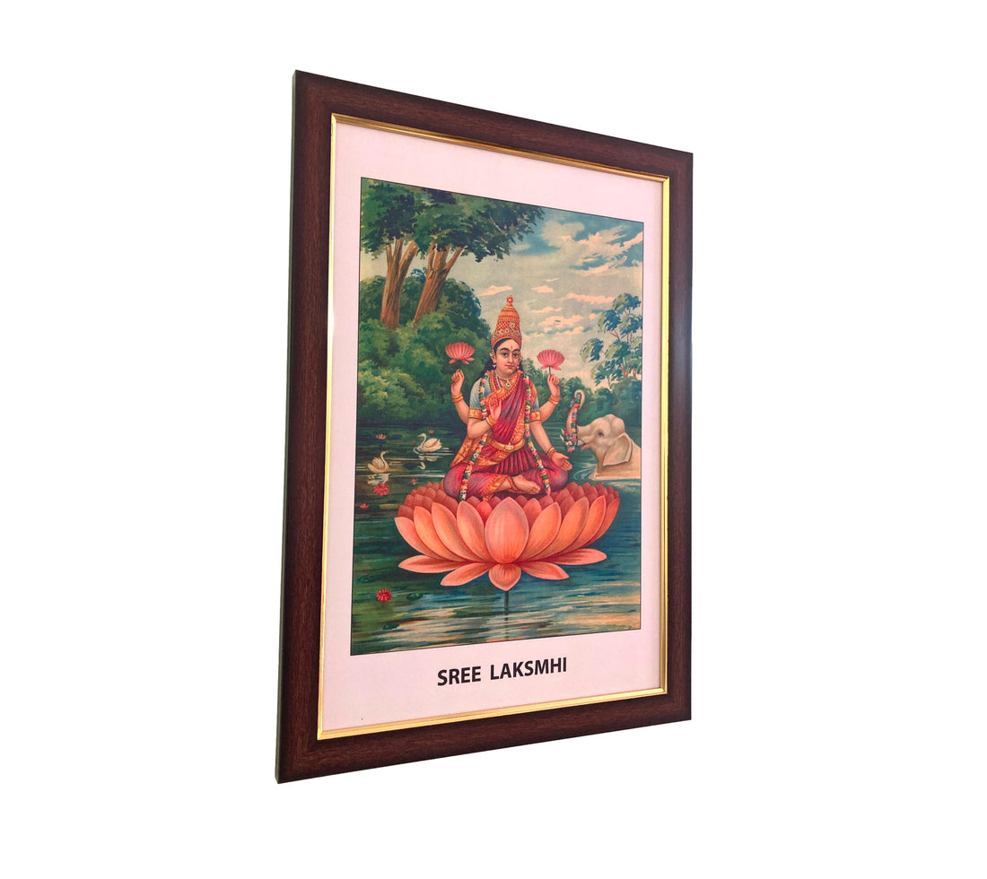 Sri Lakshmi On Lotus Antiqe Photo Frame