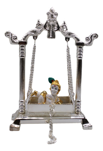Silver Swing Jhula With Krishna