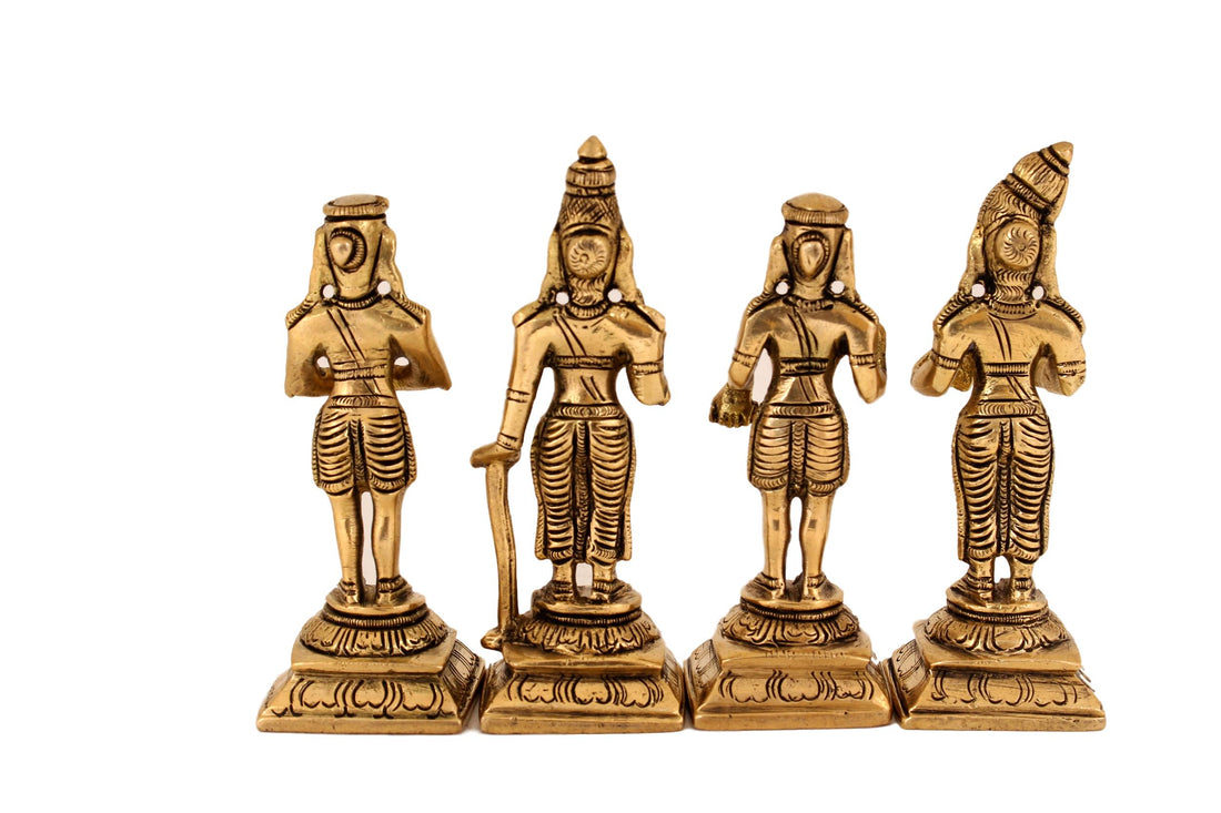 Brass Nalvar Set Statue (Appar, Sundarar, Manika Vasagar and Sambandar