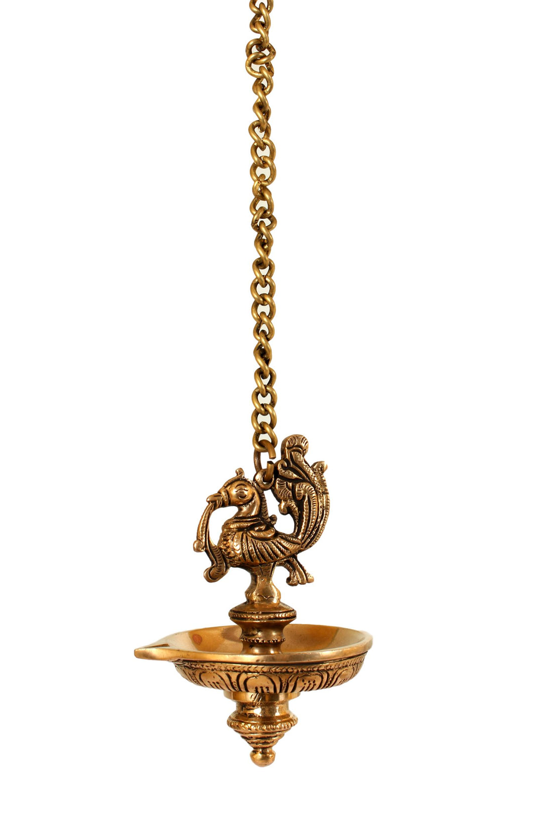 Brass Antiqe Hanging Peacock Diya