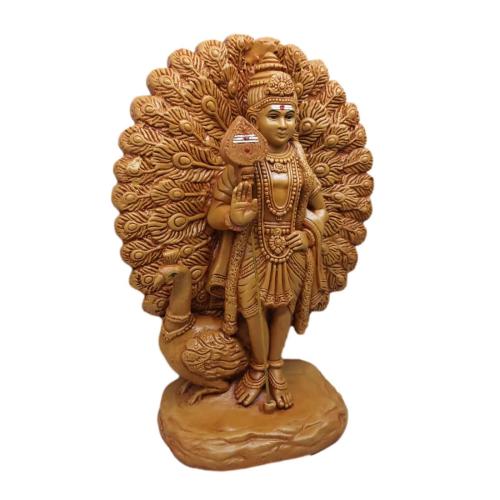 Wood finish Sri Balamurugan With Peacock
