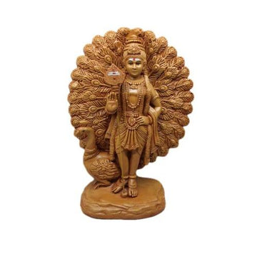 Wood finish Sri Balamurugan With Peacock