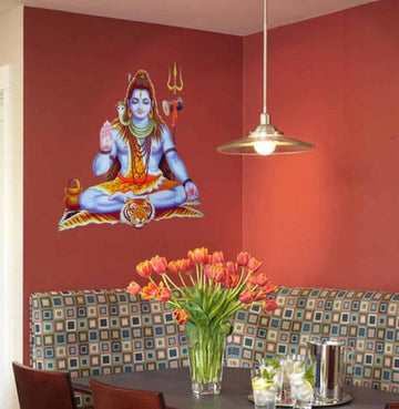 Meditating Shiva Wall Painting Sticker