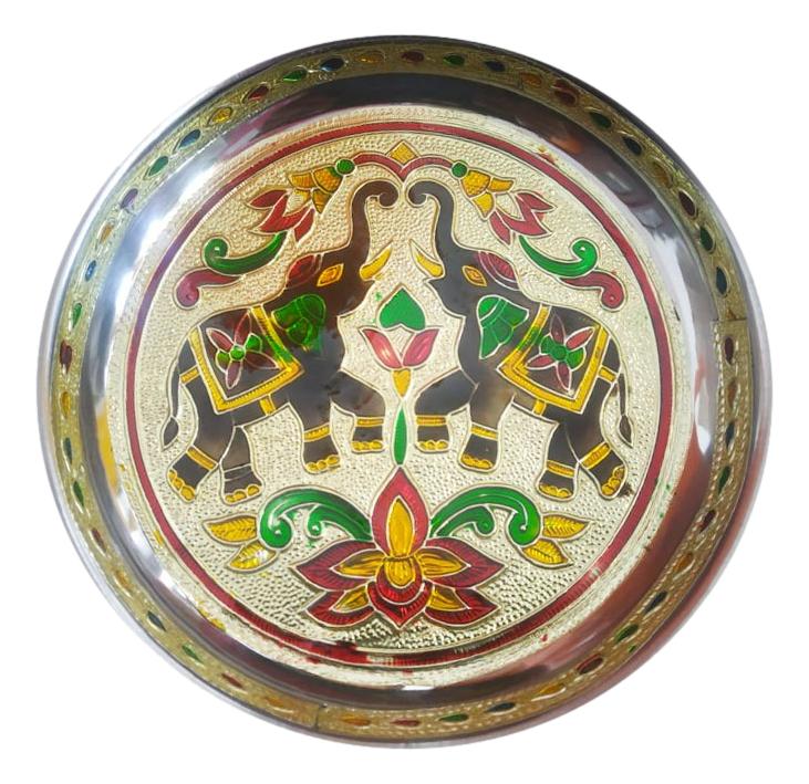 Minakari  Elephant Design Silver Plate