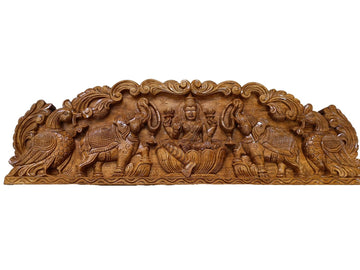 Sri Gajalakshmi Wooden Wall Hanging