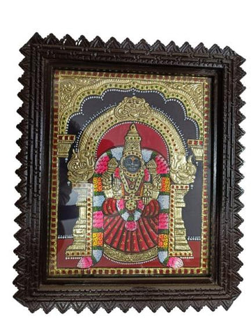 Tanjore Painting In Teak Wood Frame - Padmavathi Thayar (With Frame)