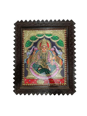 Tanjore Painting In Teak Wood Frame - Gajalakshmi (With Frame)