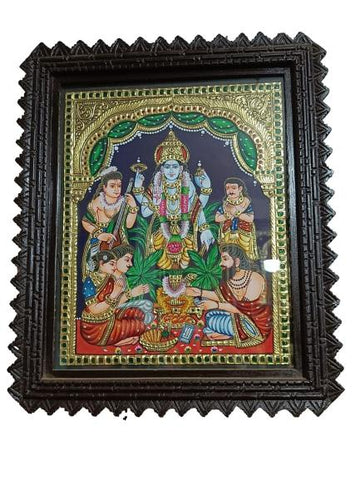 Tanjore Painting In Teakwood Frame - Sathyanarayana (With Frame)