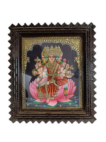 Tanjore Painting In Teakwood Frame - Gayathree (With Frame)