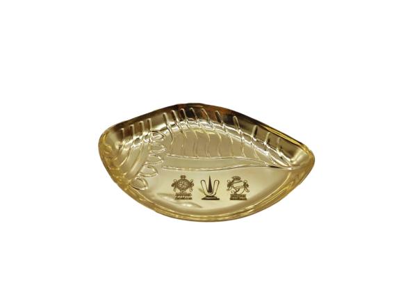 Brass Plate Shankh Shape Vadakalai Tiruman (5 Inches Height)