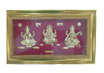 Lakshmi Ganesh Saraswathi 24K Gold Foil