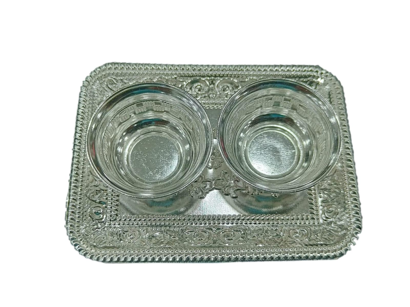 Silver Kumkum Plate Rectangle