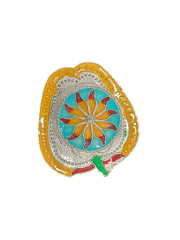 Enamel Pure Silver Kumkum Box