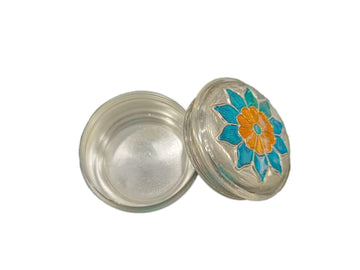 Enamel Pure Silver Kumkum Round Box - 17gm