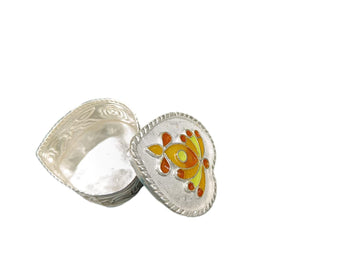 Enamel Pure Silver Heart Shape Box
