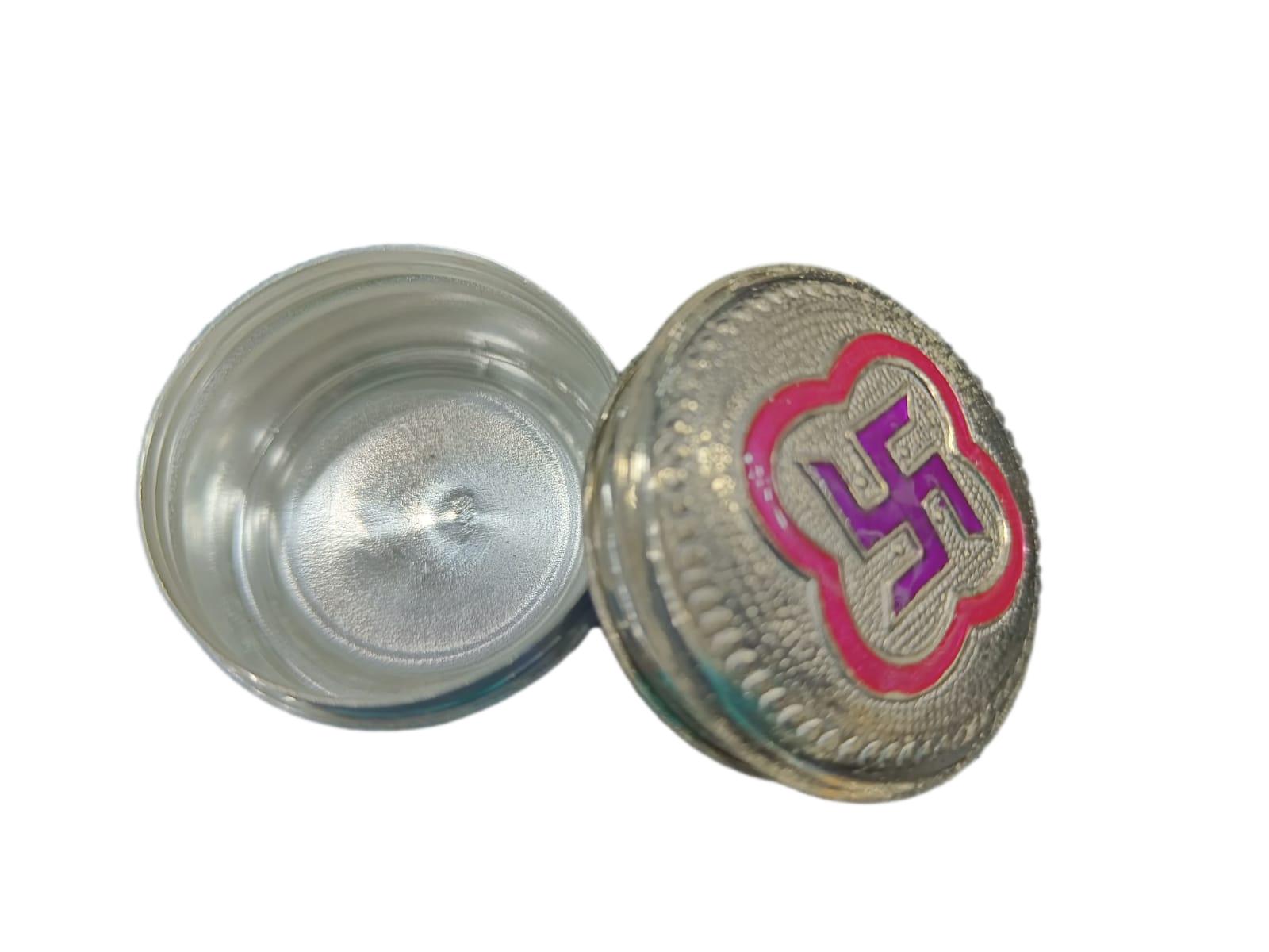 Enamel Pure Silver Swastik Shape Box