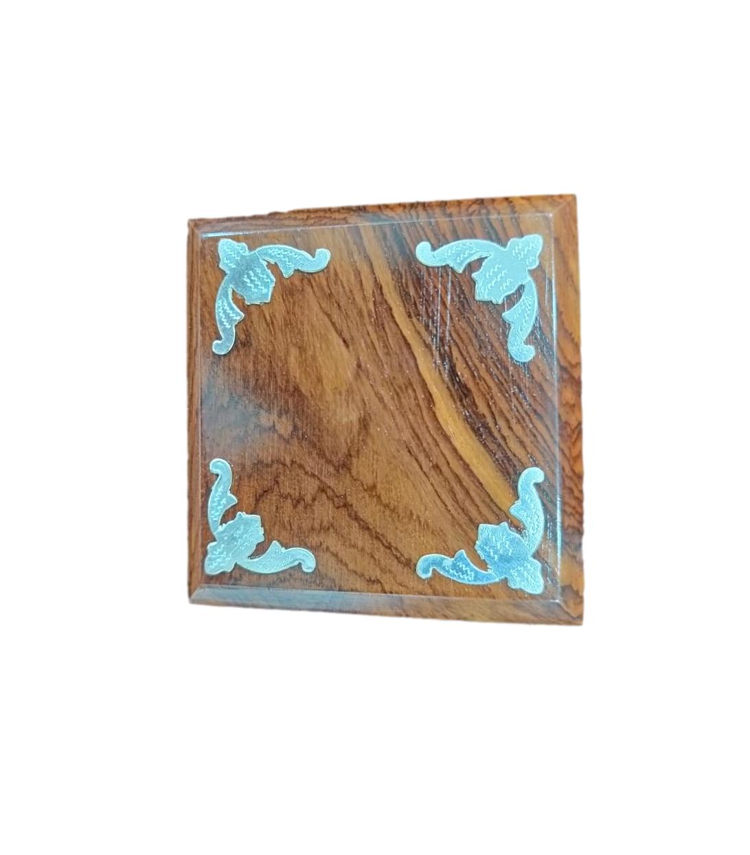 Rose Wood With Silver Flower Design Deity Stand