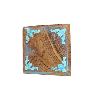 Rose Wood With Silver Flower Design Deity Stand