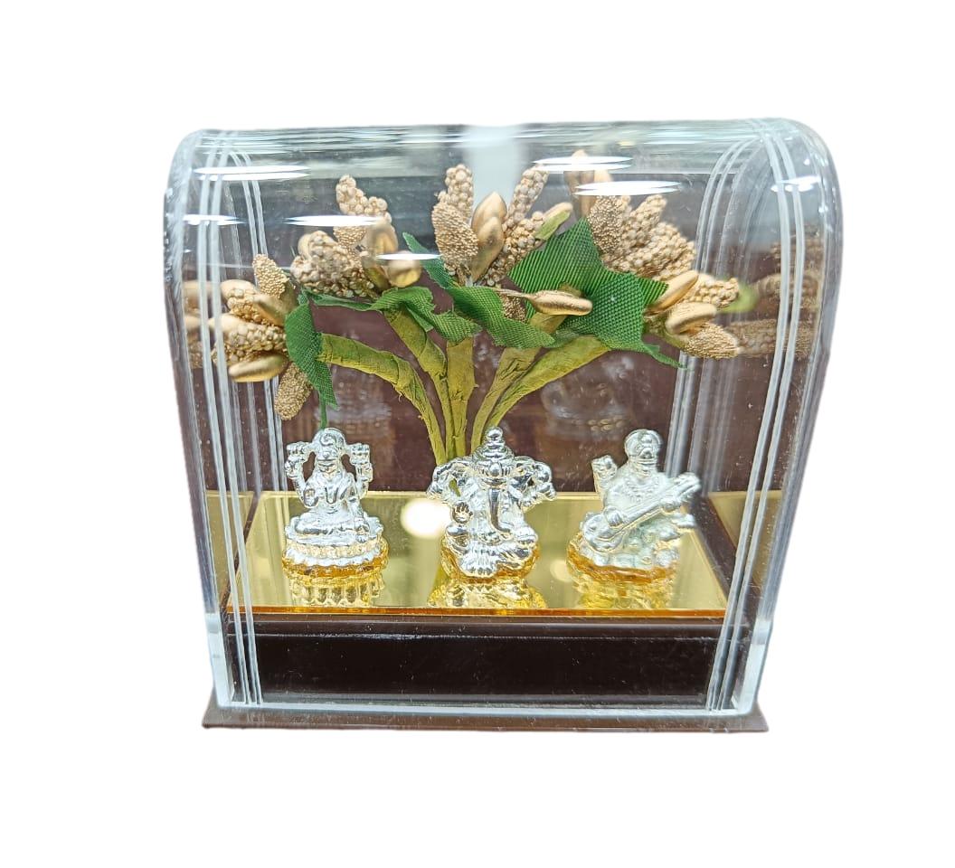 Silver And Gold Kalpaviruksha Lakshmi Ganesh Sarasvathi