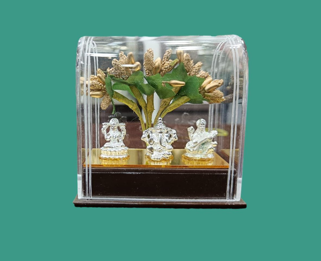 Silver And Gold Kalpaviruksha Lakshmi Ganesh Sarasvathi