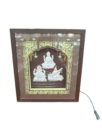 Silver LED Lakshmi Ganesh Saraswathi Photo Frame