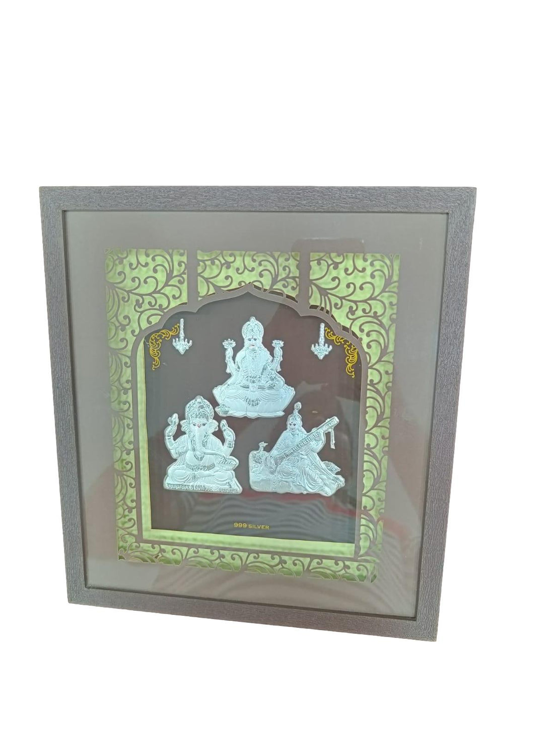 Silver LED Lakshmi Ganesh Saraswathi Photo Frame