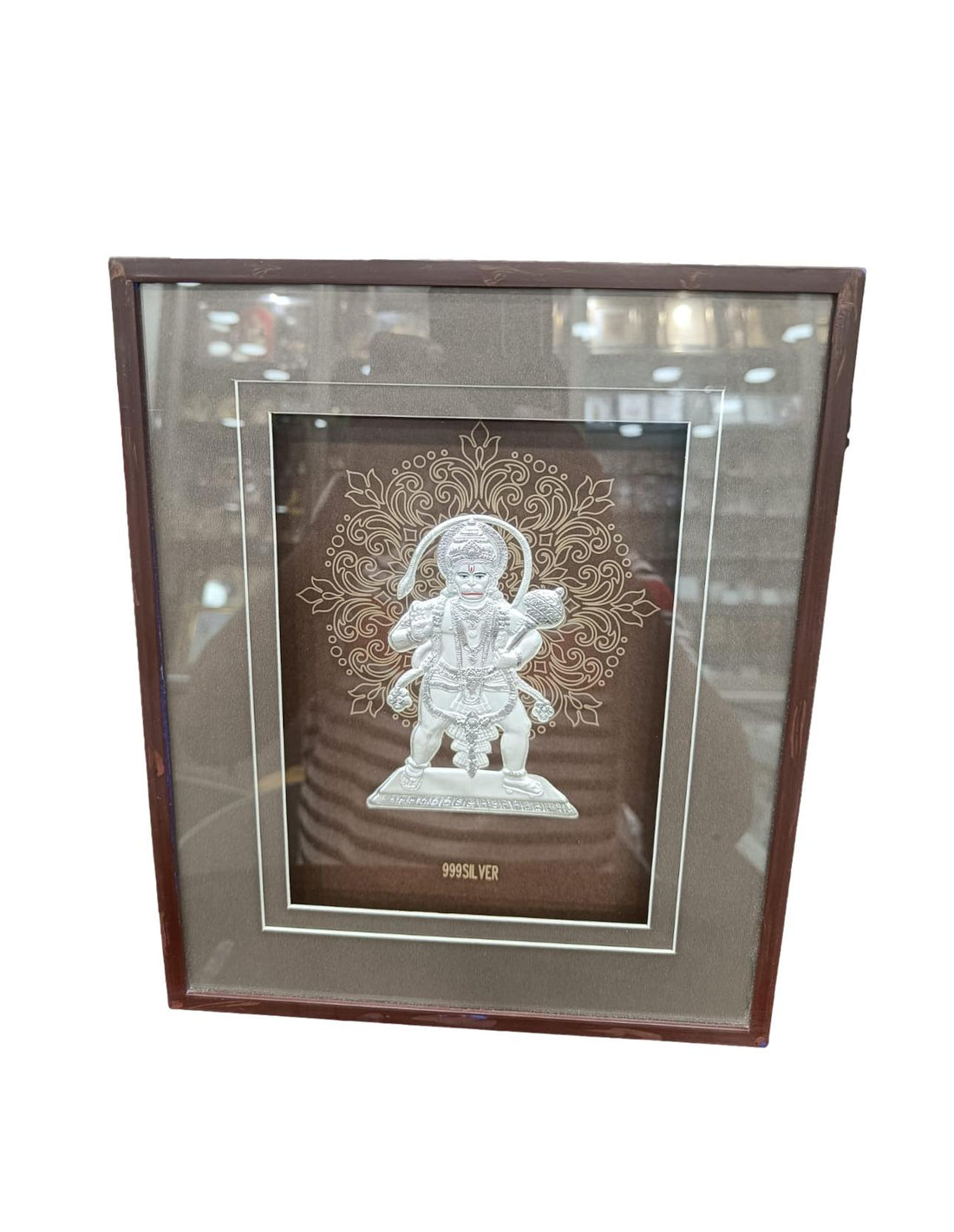 999 Silver Plating LED Light Hanuman Photo Frame