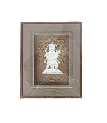 999 Silver Plating LED Light Hanuman Photo Frame