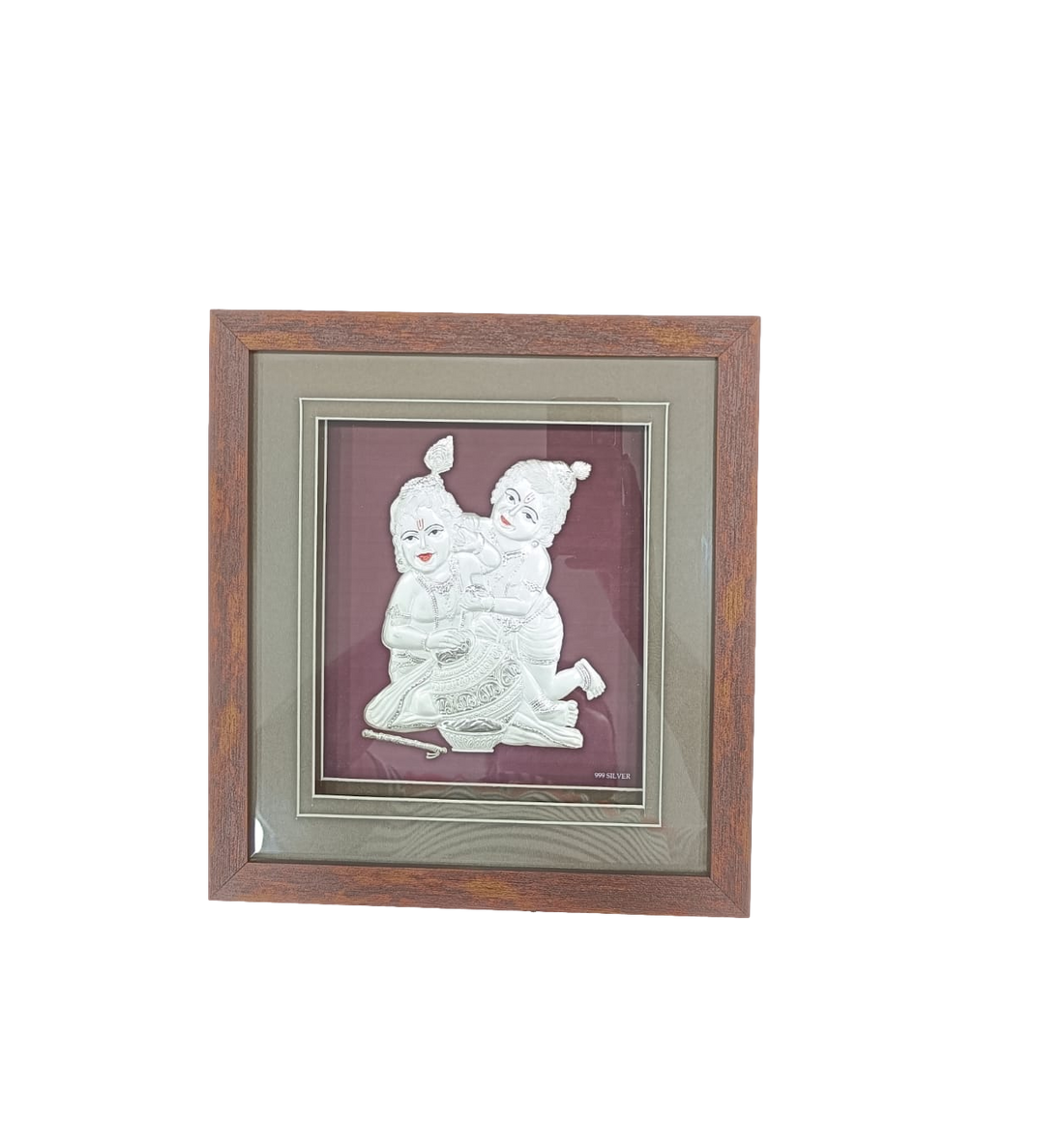 999 Silver Plating LED Light Krishna Photo Frame