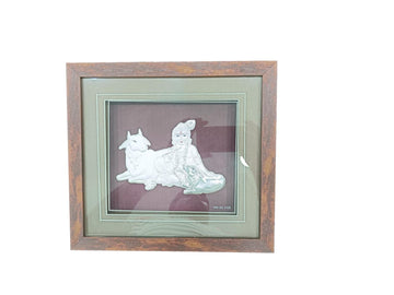 999 Silver Plating LED Light Cow Krishna Photo Frame