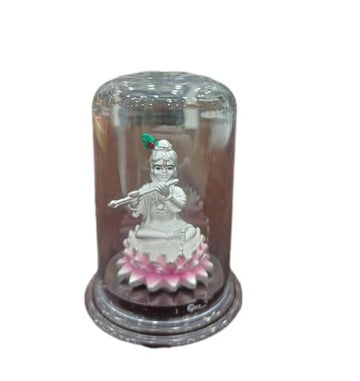 999 Silver Lotus Krishna Idol