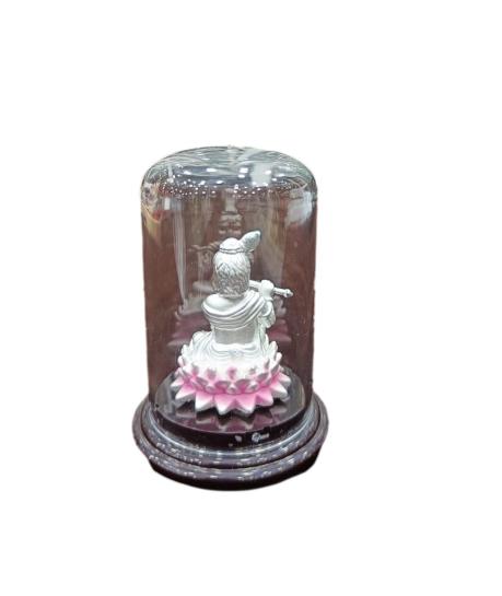 999 Silver Lotus Krishna Idol