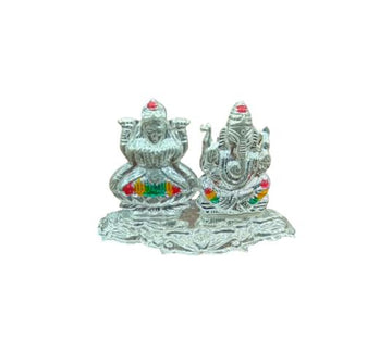 Silver Lakshmi Ganesh Agarbathi Stand Small 14gm