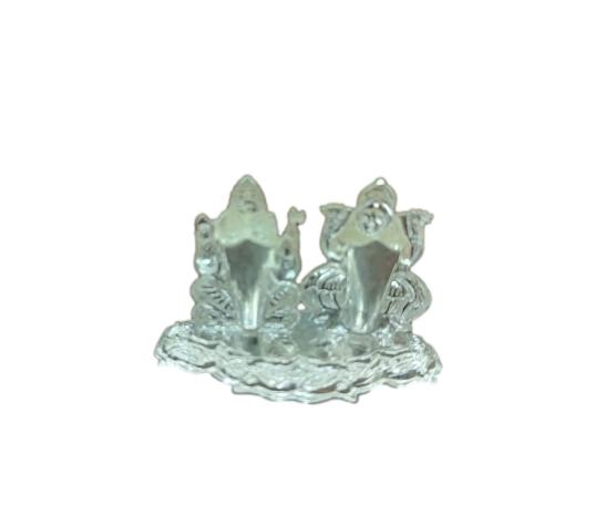 Silver Lakshmi Ganesh Agarbathi Stand Small 14gm