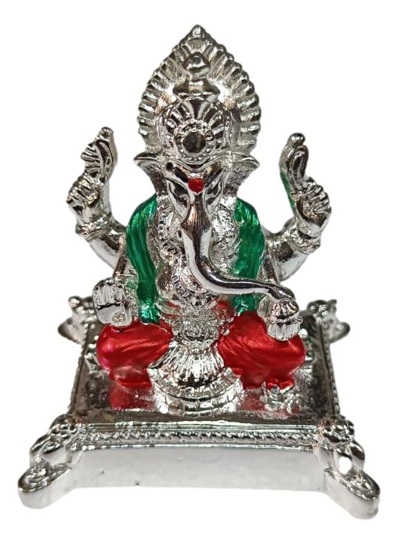 Ganesha Silver Coated Green