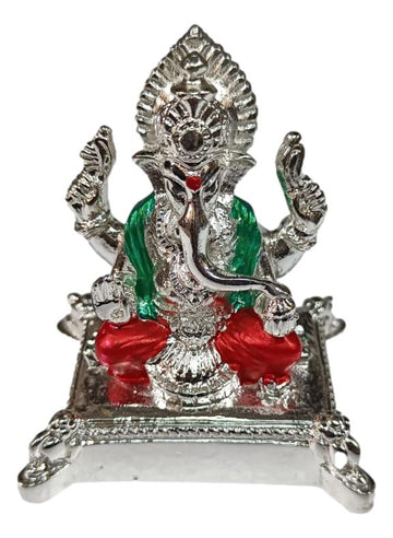 Ganesha Silver Coated Green