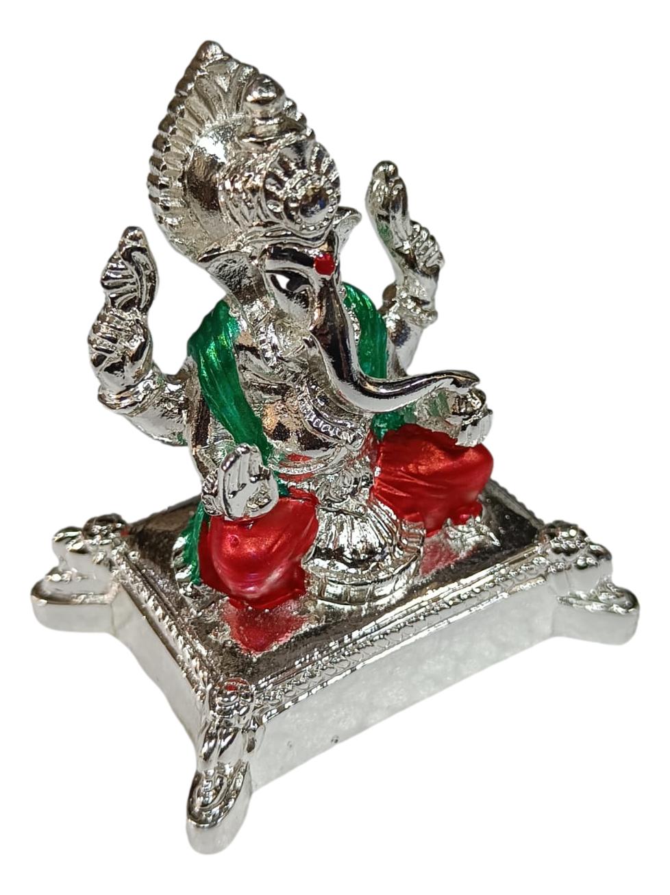 Ganesha Silver Coated Green