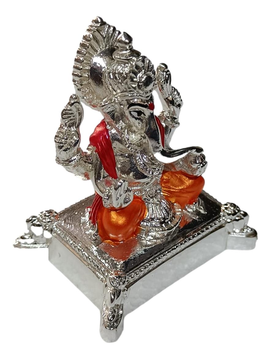 Ganesha Silver Coated Orange Colour