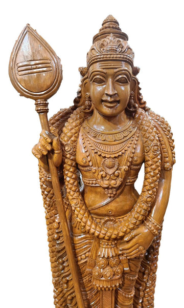 Wooden Deity Tamil God Murugan