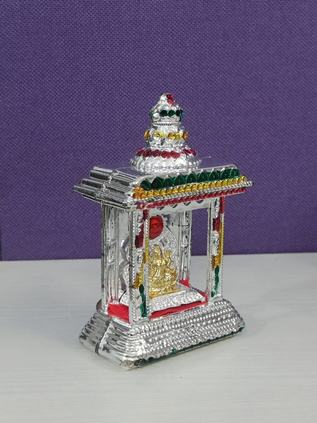 Small Home Temple With Sri Mahalakshmi / Mandir / Mantapam For Decor / Car Dashboard / Bulk Gifting / 5 inches