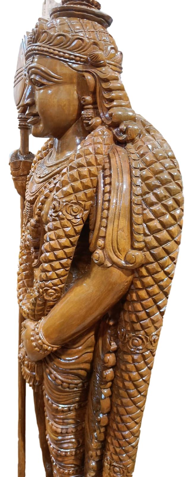 Wooden Deity Tamil God Murugan