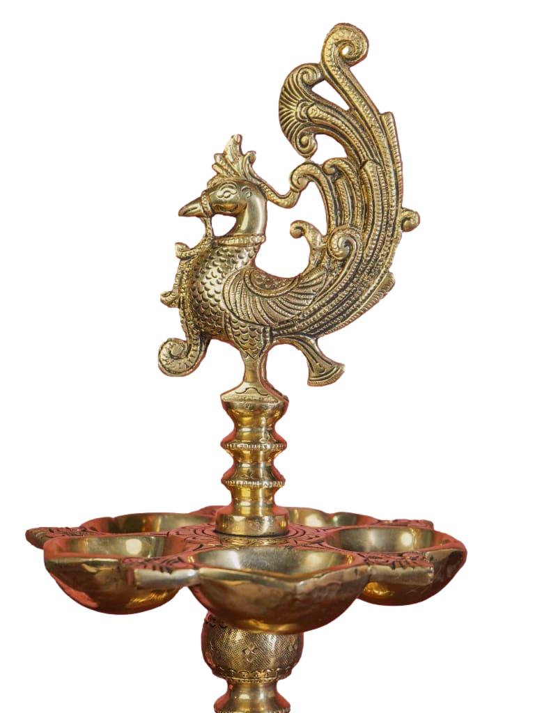 Brass Annapakshi 5 Face Diya with Tri-Stand