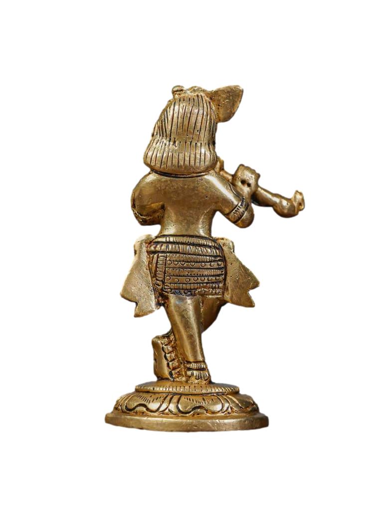 Brass Flute Krishna Idol