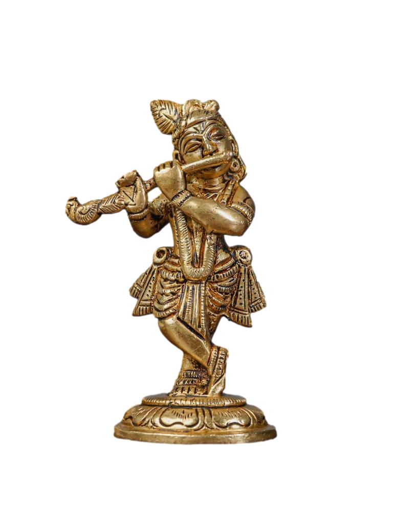 Brass Flute Krishna Idol