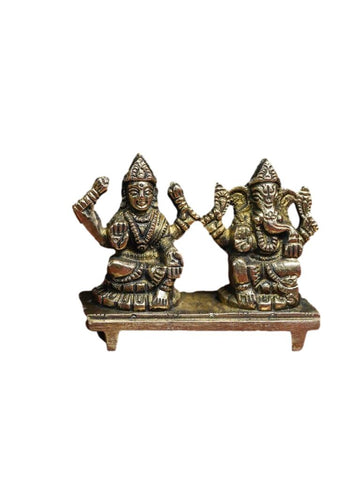 Brass Lakshmi-Ganesha on Chowki