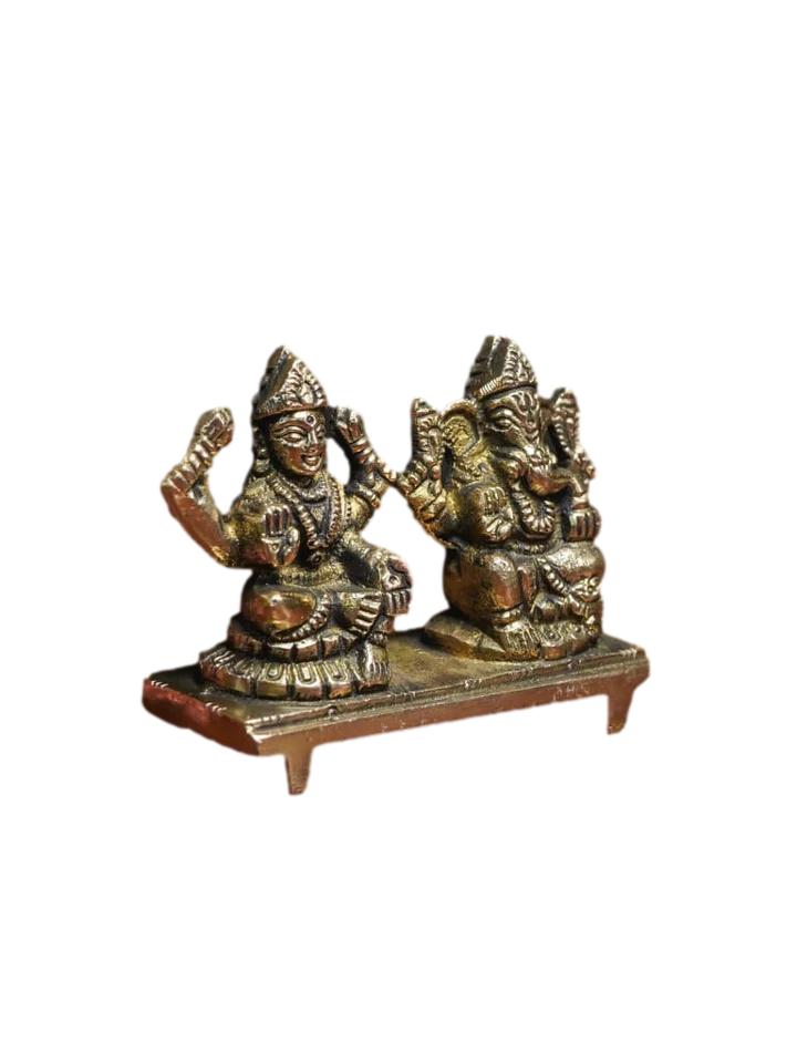 Brass Lakshmi-Ganesha on Chowki