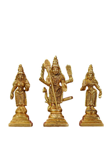 Brass Murugan Valli Deivanai Idols - Set of 3