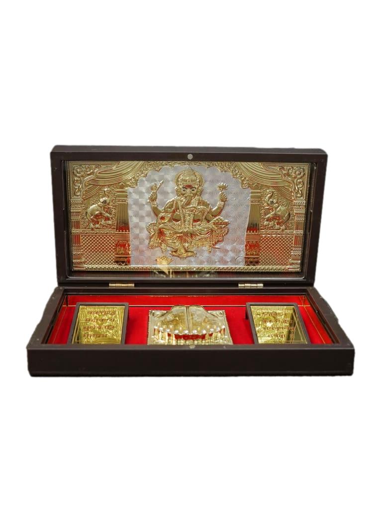 Sri Ganesh Pooja Gift Box Gold Plated
