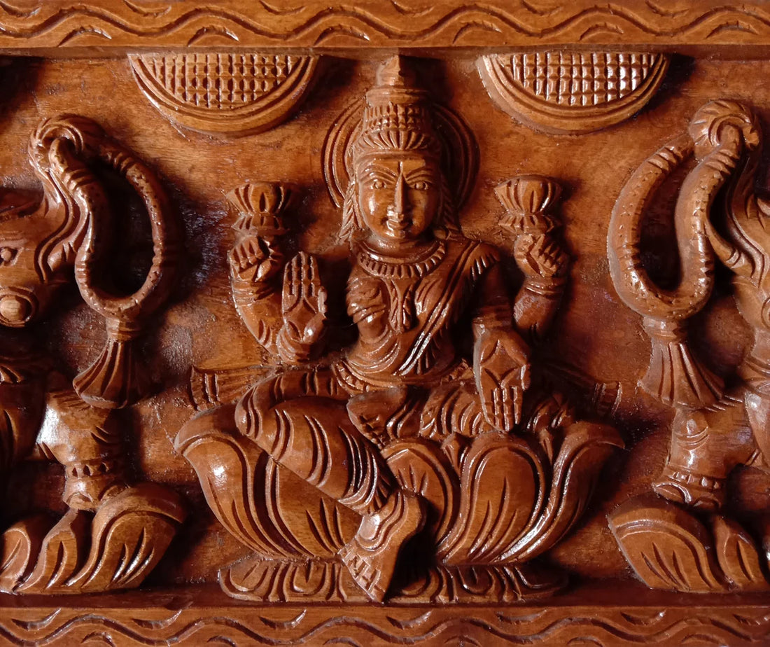 GajaLakshmi Wooden Wall Decor