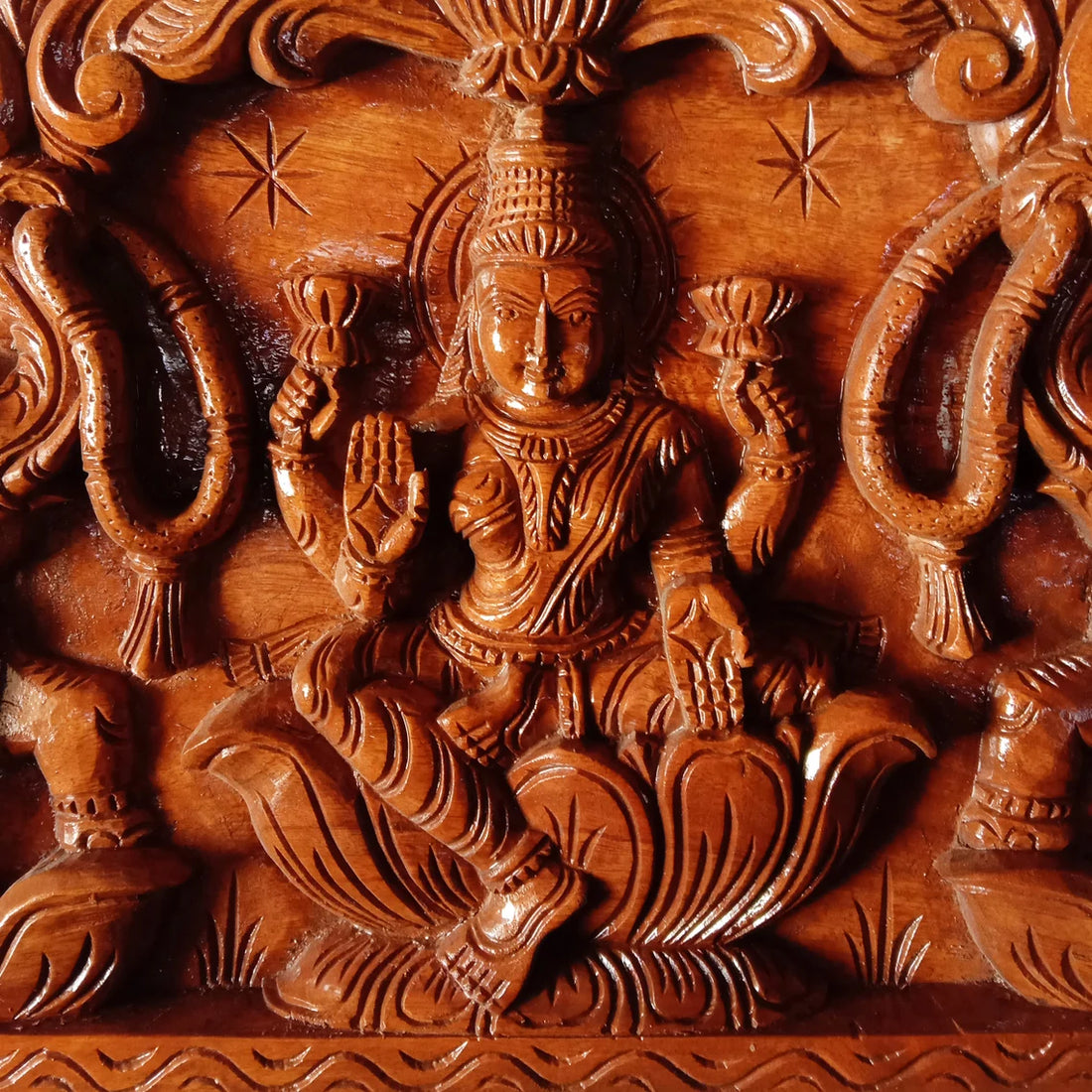 GajaLakshmi Wooden Carving
